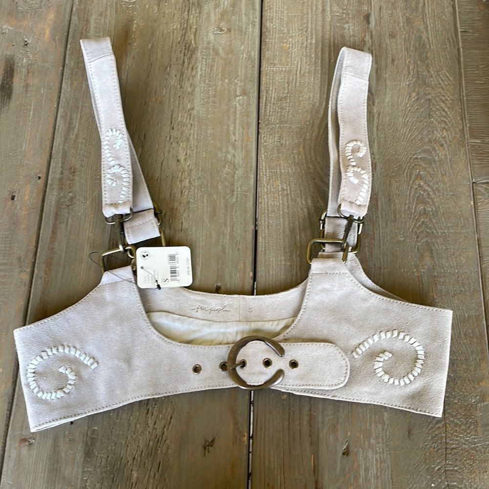 NWT Free People Beacon Leather Corset Harness Mineral Suede NWT